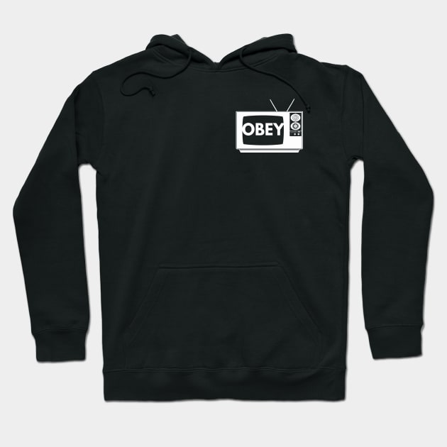 Obey TV (white print) Hoodie by blueversion